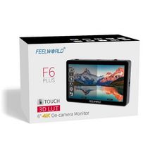 Monitor FEELWORLD F6 PLUS V2 de 6 polegadas com tela sensível ao toque 3D LUT 4K, entrada/saída HDMI e IP.