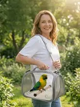 Bolsa dobrável e portátil para transporte de papagaios, mochila de mão/tipo canguru para pássaros, gaiola para periquitos/cacatuas/pequenos animais de estimação.
