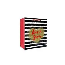 LOVE-X0001-L 金色闪亮情人节礼品袋、礼品包装手提袋、生日纪念礼品袋