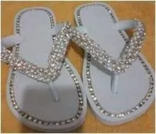 Zapatillas / chanclas bordado con diamantes de imitación y de la perla