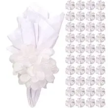Maison Charlo Caja 30 - Bolsa 20 Servilletas de puerta Flor de crisantemo blanco (Kraft Stand Up Pouches)