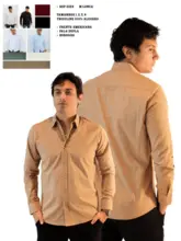 Camisa de vestir 100% algodón de manga larga