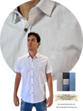Camisa social flame 100% algodón de manga corta