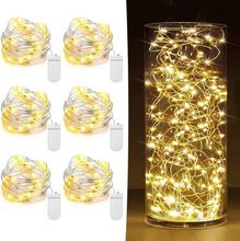 Mini Cordão de Luz LED (6 Unidades) | Fio de Prata Branco Quente