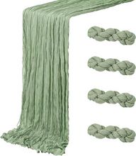 Conjunto de 4 toalhas de mesa de pano de queijo verde-sálvia, 20 x 120 polegadas, toalhas de mesa de gaze de 10 pés de comprimento, semitransparentes, toalhas de mesa de pano de queijo boêmio a granel, adequadas para