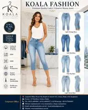 Jeans de mezclilla elásticos de 3/4 para mujeres.