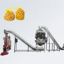 Máquina de embalagem em sacos de malha de alta qualidade, adequada para cebolas, frutas cítricas, pimentões, cenouras, nozes, tomates e batatas.
