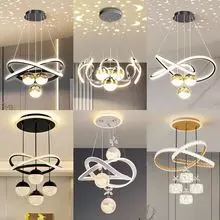 LED餐厅吊灯 北欧轻奢风星空顶吊灯 现代简约饭厅吧台环形吊线灯 跨境批发