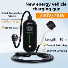 Estação de Carregamento EV Tipo 2 16A 3.5KW / 32A 7KW com Corrente Ajustável Multi-Comprimento de Cabo de 3-20M Opcional Carga Programada para EV
