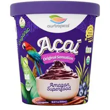 Sorvete de Açaí Orgânico, Sensação Original (Pote, Copo e Balde de Serviço de Alimentos)