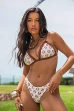 Biquíni Top Cortina Com Crochet e Calça Tradicional Fio Perle SF