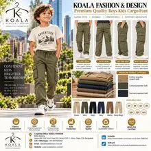 Pantalón Cargo de 6 Bolsillos con Cintura Elástica para Niños Premium