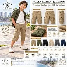 Pantalón Capri Cargo de Algodón Twill de 6 Bolsillos para Niños de 3/4 de Largo Premium