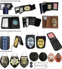Carteira de Porte-Crete de Couro para Polícia, Carteira de Insígnias, Suporte de Identidade Puse, Carteira de Pescoço, Carteiras e Carteiras de Couro para Aplicação da Lei