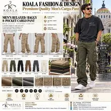 Calça Cargo Masculina Relaxada / Baggy de 8 Bolsos.