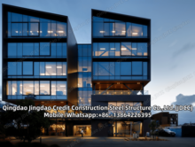 Oficina Modular con Gran Muro Cortina de Vidrio
