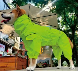 Capa de chuva para cachorro jaqueta leve ajustável