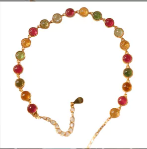 Pulseira de turmalina arco-íris mineral brasileira antiga...