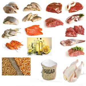 肉类、糖类、谷物类