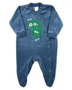 Plush Monster Baby Romper - Jeans Blue