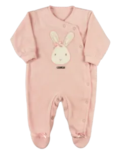 Pelele de conejito de peluche con lazo para bebé - Rosa