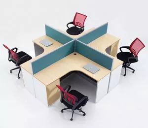 经典的交叉4人办公隔断办公桌隔间工作站开放的地方