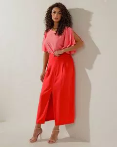 Long Viscose Skirt with Linen