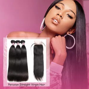 LollyHair 9A Peruvian Human Virgin Hair Bundle Deals Straight...