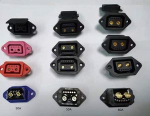 batería 2 + 4 conector 50A-80A Conector de carga de bicicleta de...