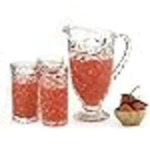 Set of 1.16L Vase and 6 Glass Cups 330ml Transparent Florence...