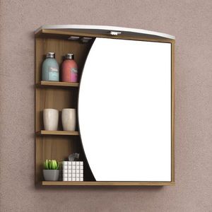 Armário Duna 60cm  BR/Nogal com espelho para banheiro