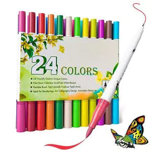 dual tip watercolor brush marker pen
