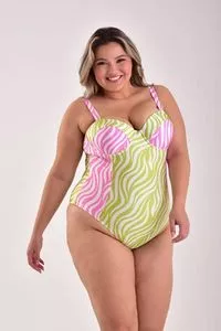 Bañador de talla grande de cebra con acolchado