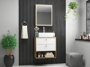 Gael 60cm 壁挂式浴室洗手台套装，带镜子和水槽