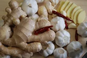 alho, gengibre