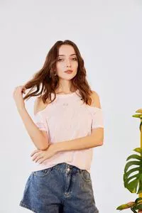 ladies tshirt,top,shirt,cotton jersey,off shoulder