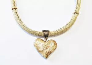 Nude choker with romantic golden heart pendant