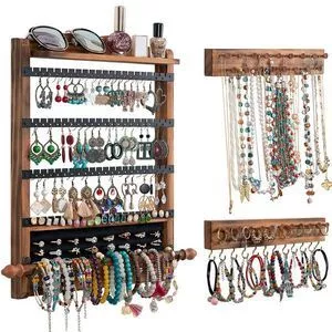 Jewelry Manager Wall Mounted Jewelry Manager Wooden Hanging...