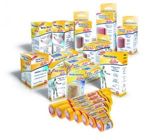 Los vendajes elásticos, baja, media y alta elasticidad.