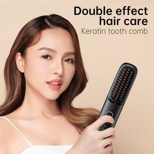 Negative ion cordless hair straightening comb