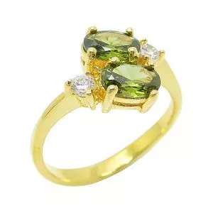 Ajuste de anillo chapado en oro con color CZ