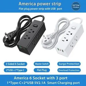 Regleta de enchufe de protección contra sobretensiones con...