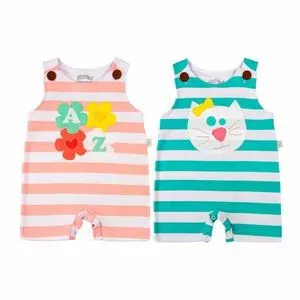 Conjunto de 2 piezas de mameluco de bebé a rayas sin mangas con...