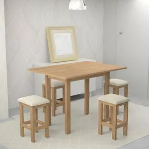 FOLDING TABLE OPEN WITH STOOLS