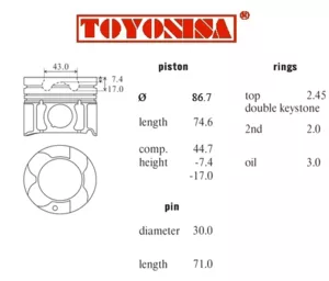 pistón para motores de gran tamaño D27DT SsangYong