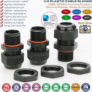 IP68 Watertight V0 Rated M20 (10-14mm) Black PA Nylon Plastic...