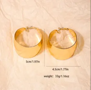 Punk gold metal big earrings for women geometric heavy...