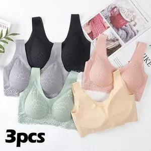 3 peças de sutiã de látex plus size sem sutiã de lingerie...