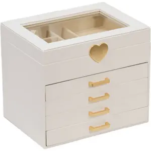 Elegant 5-Tier Faux Leather Jewelry Box with Heart Lock