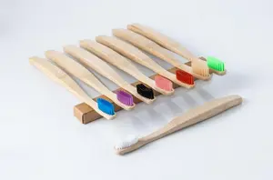 Escova de dentes de bambu de curvatura de cabo grosso, escova de...